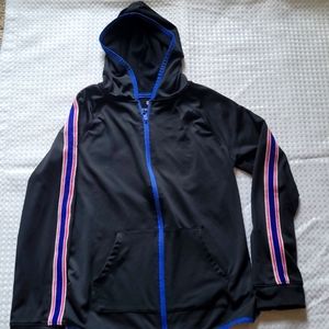 Girls 10/12 Zip Up Hoodie Jacket Black Sweater Sweatshirt